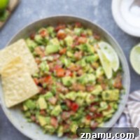 The Ultimate Chunky Avocado Salsa 8 This chunky avocado salsa combines everything you love about guacamole and salsa into one addictive dip! Fast to throw together and always a crowd-pleaser.