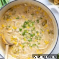 This tomatillo white chicken chili features tender roasted tomatillos simmered in a creamy white chicken chili and piled high with lots of chili toppings.