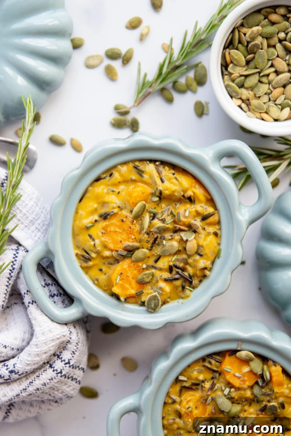 Velvet Pumpkin and Wild Rice Delight 3 Creamy pumpkin and hearty wild rice are the perfect duo in this easy one-pot pumpkin wild rice soup!
