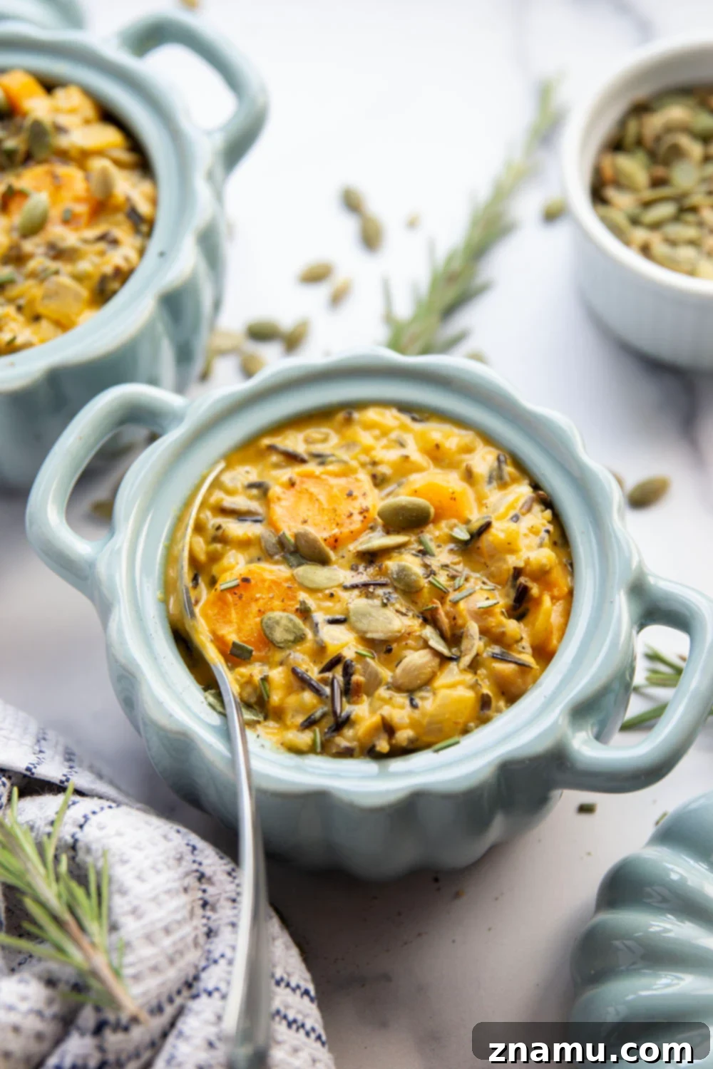 Velvet Pumpkin and Wild Rice Delight 6 Creamy pumpkin and hearty wild rice are the perfect duo in this easy one-pot pumpkin wild rice soup!