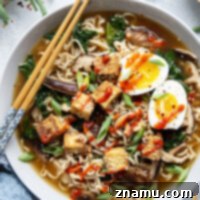 Loaded with tender shiitake mushrooms and crispy sesame tofu in a savory veggie broth, this shiitake mushroom ramen is packed to capacity with flavor!