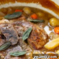 Slow-Braised Pork Shoulder with Apple Cider and Sage 8 Braised low and slow in sweet apple cider and fragrant fresh sage, this apple cider braised pork shoulder cooks up fall-apart tender and is a fall dinner favorite!