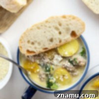 Soft butternut squash cubes change up classic zuppa toscana into a fall comfort food favorite! This butternut squash zuppa toscana comes together in minutes and is amazing with rustic bread for dipping.
