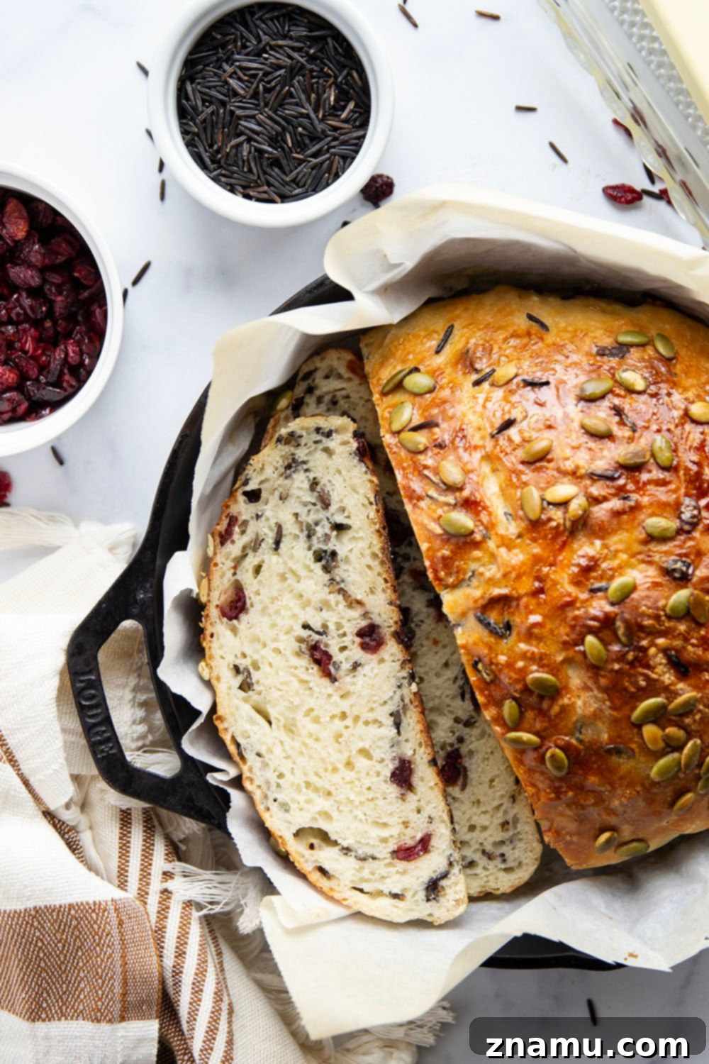 No-Knead Cranberry Wild Rice Artisan Loaf 5 Packed with tender wild rice and sweet dried cranberries, this no-knead cranberry wild rice bread is soft, flavorful, and so easy to make!
