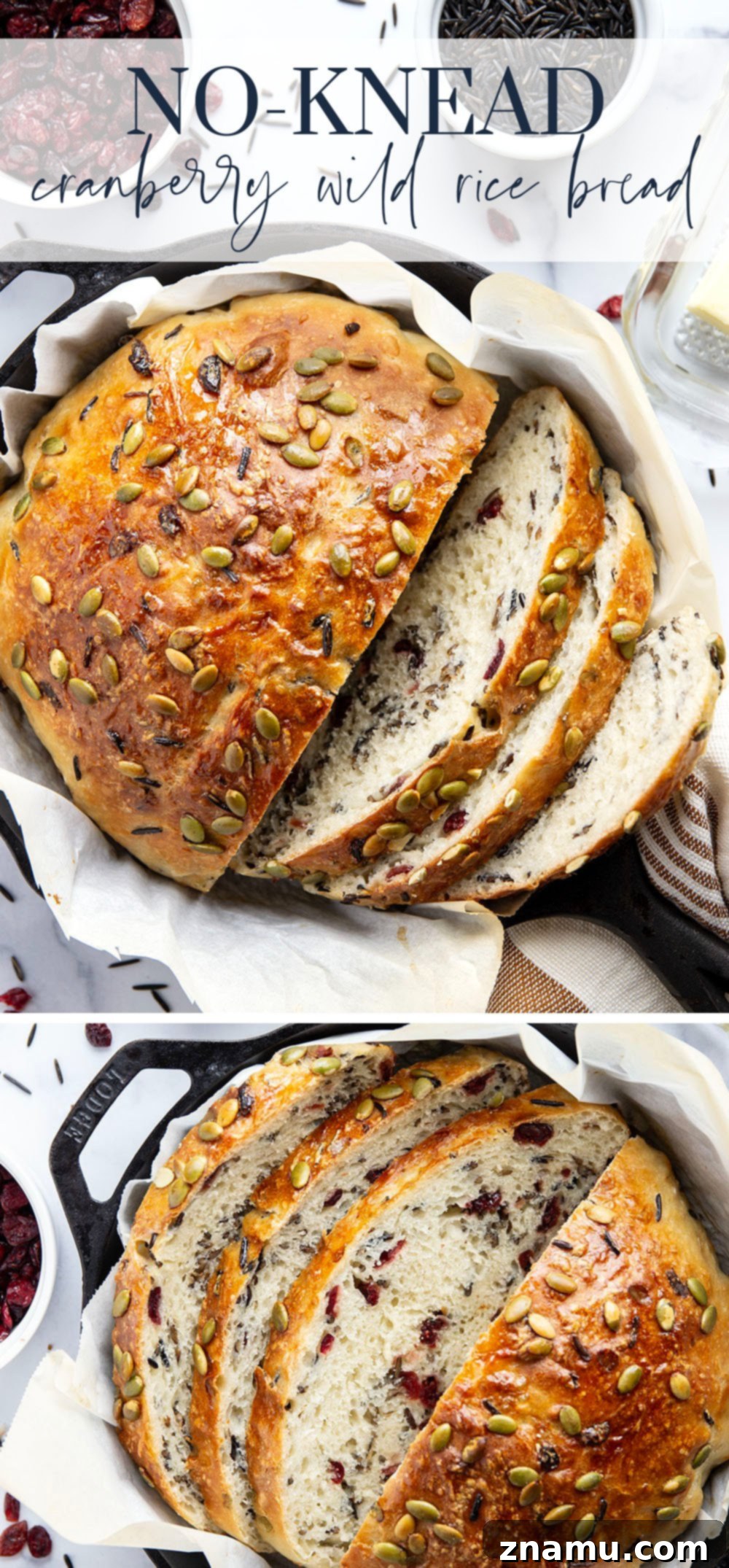No-Knead Cranberry Wild Rice Artisan Loaf 7 Packed with tender wild rice and sweet dried cranberries, this no-knead cranberry wild rice bread is soft, flavorful, and so easy to make!