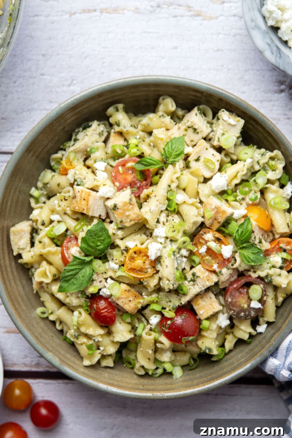 Vibrant Pesto Chicken Pasta Toss 5 Variety of short pasta shapes suitable for chicken pesto pasta salad, including penne, fusilli, and shells.