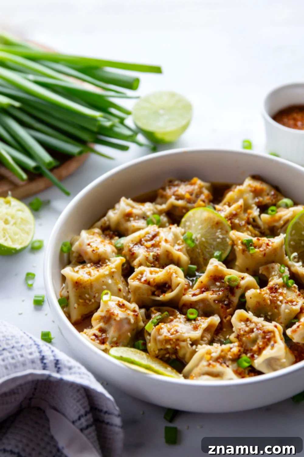 Step-by-step image of forming the final wonton shape