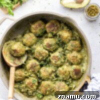 Creamy Green Goddess Chicken Meatballs 8 These green goddess chicken meatballs feature super juicy chicken meatballs simmered in a creamy homemade green goddess sauce with lots of tender greens.