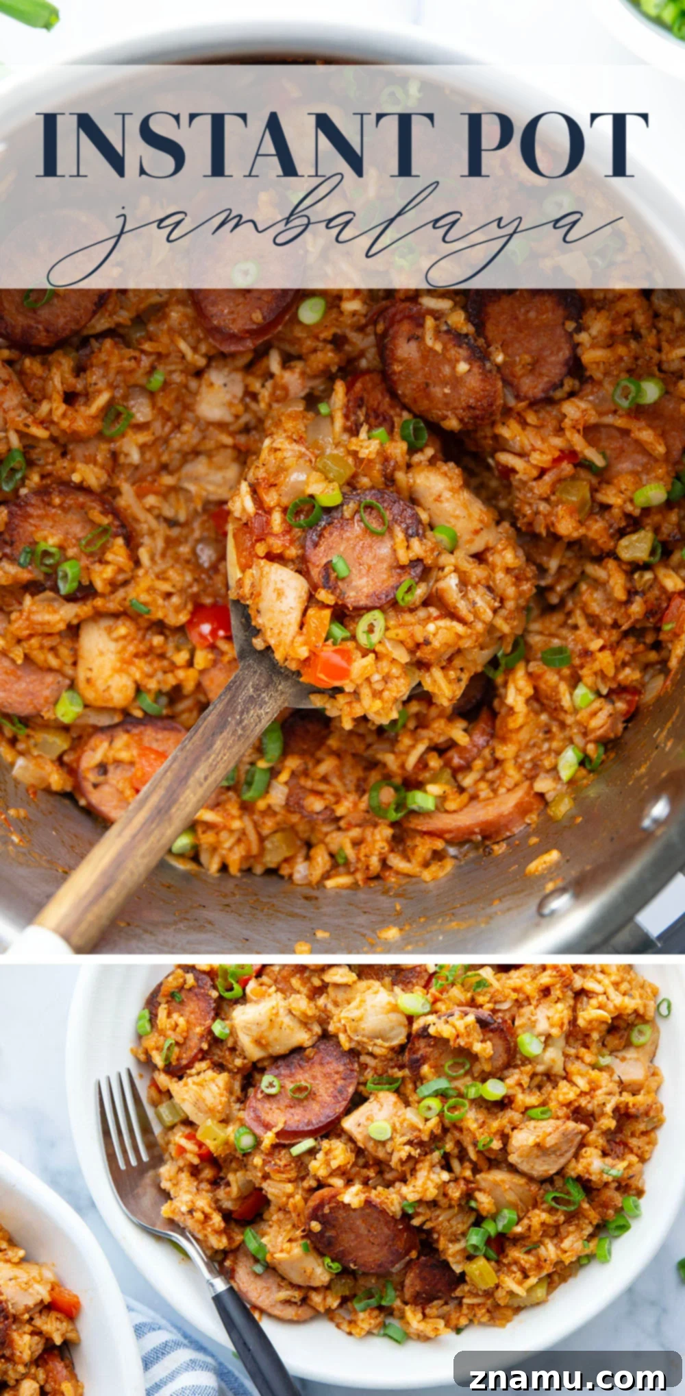 Effortless Cajun Instant Pot Jambalaya 7 A wider shot of the Instant Pot Jambalaya, highlighting the generous portions and the inviting steam.