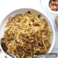 Deeply flavorful caramelized onion and crispy bacon pair perfectly with tender cabbage in this easy bacon fried cabbage. Try pairing it with corned beef and potatoes for a full hearty meal.