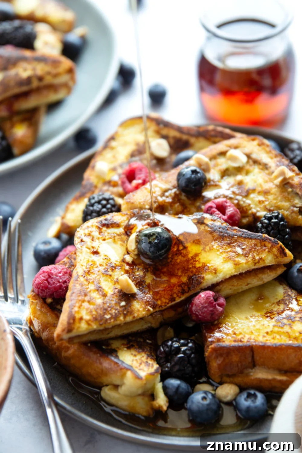 PB&J French Toast Indulgence 4 Stuffed with creamy peanut butter and sweet fruit jam, this peanut butter and jelly French toast is the best breakfast twist on a classic!