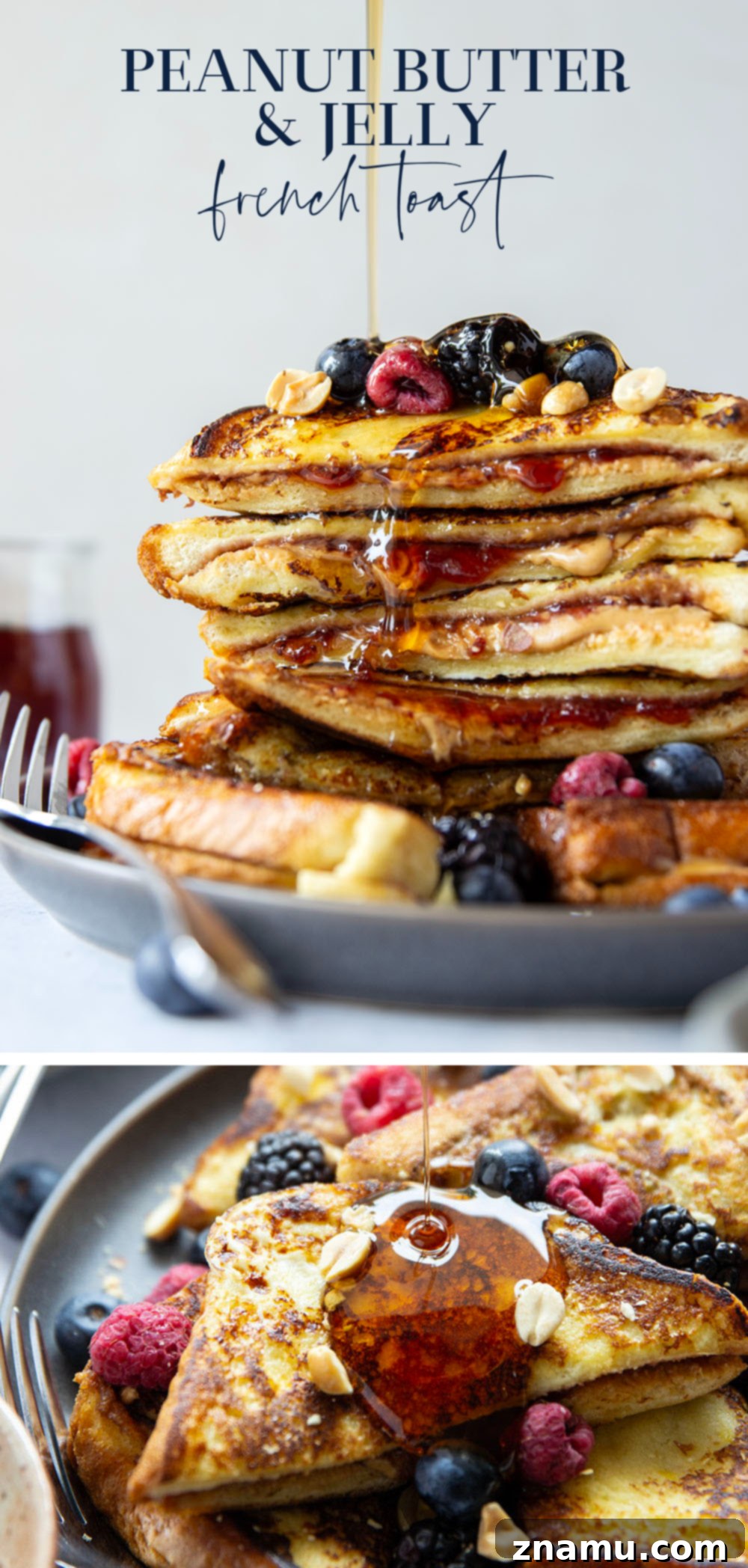 PB&J French Toast Indulgence 7 Stuffed with creamy peanut butter and sweet fruit jam, this peanut butter and jelly French toast is the best breakfast twist on a classic!