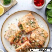 Feta and Roasted Red Pepper Stuffed Salmon 8 Stuffed with tangy feta and lots of tender roasted red pepper strips, this feta stuffed salmon is an easy weeknight dinner with minimal ingredients.