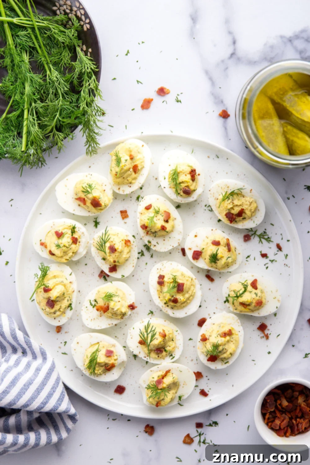 Zesty Bacon Dill Pickle Deviled Eggs 2 Irresistible Dill Pickle Deviled Eggs with Crispy Bacon