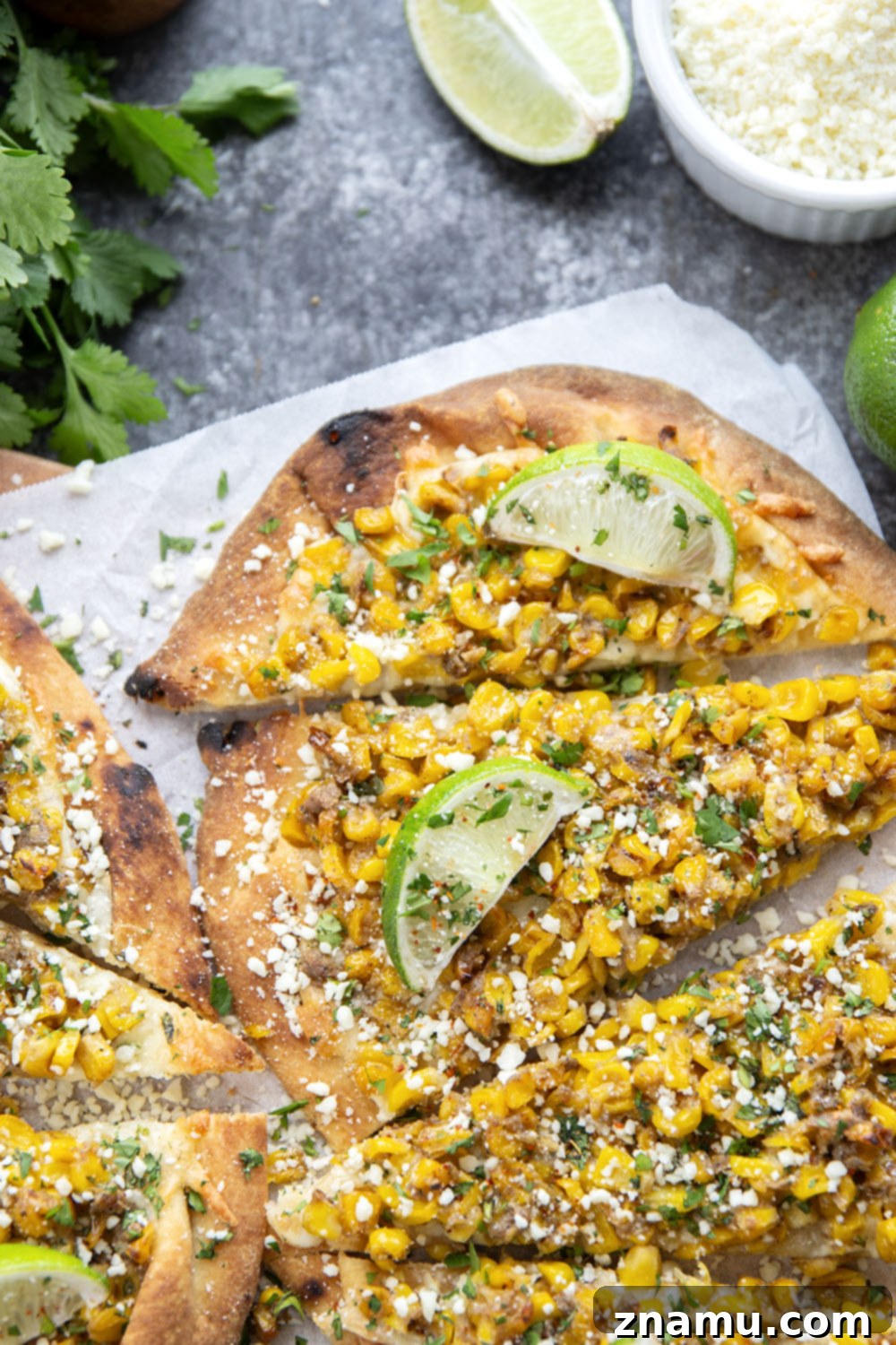 Elote Flatbread 5 Charred corn kernels in a skillet, key for authentic Mexican Street Corn Flatbread flavor