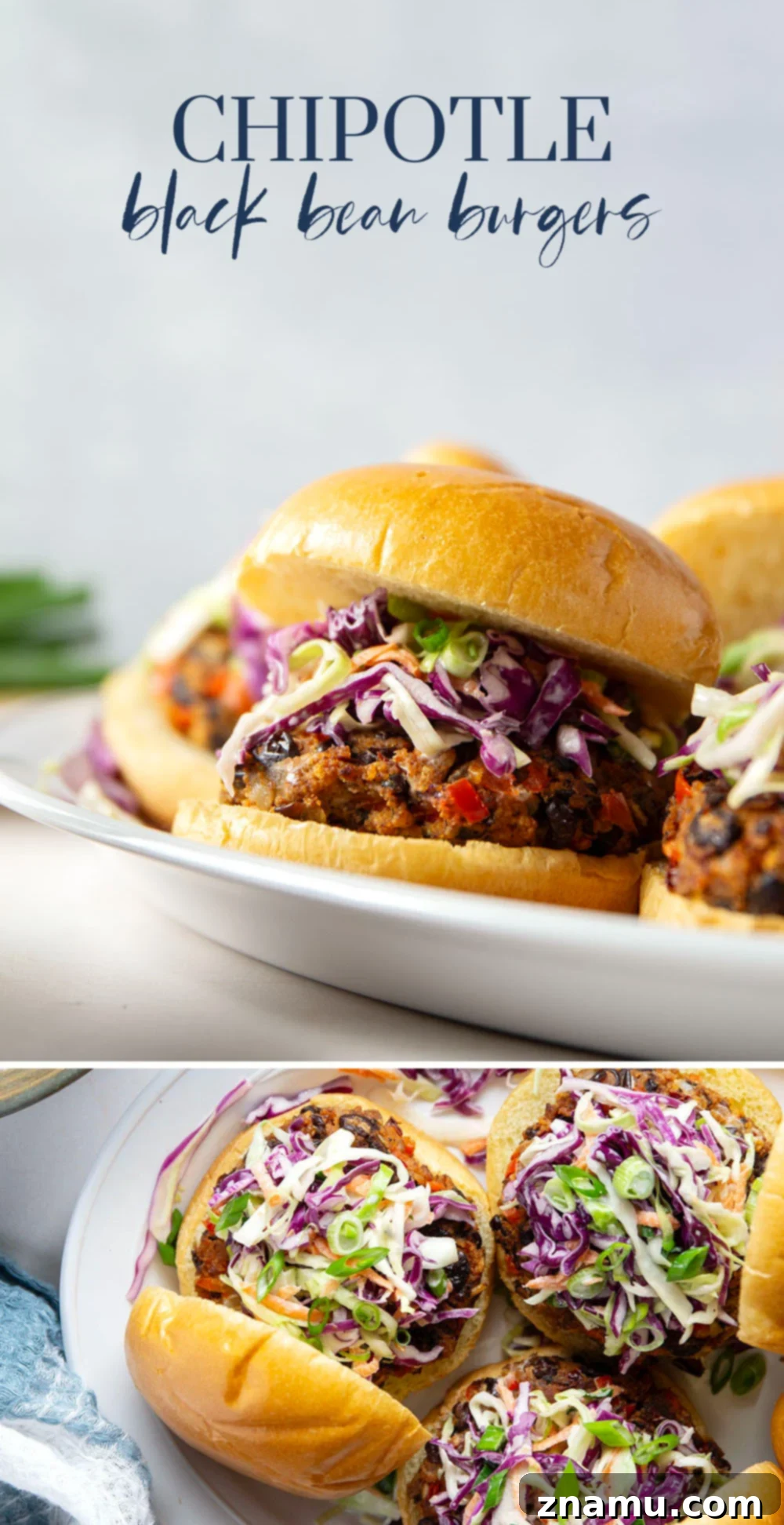 Spicy Chipotle Black Bean Burgers with Tangy Buttermilk Slaw 7 Smoky chipotle black bean burgers are packed full of spicy flavors and incredible in a warm toasted bun with lots of creamy buttermilk slaw piled on top.