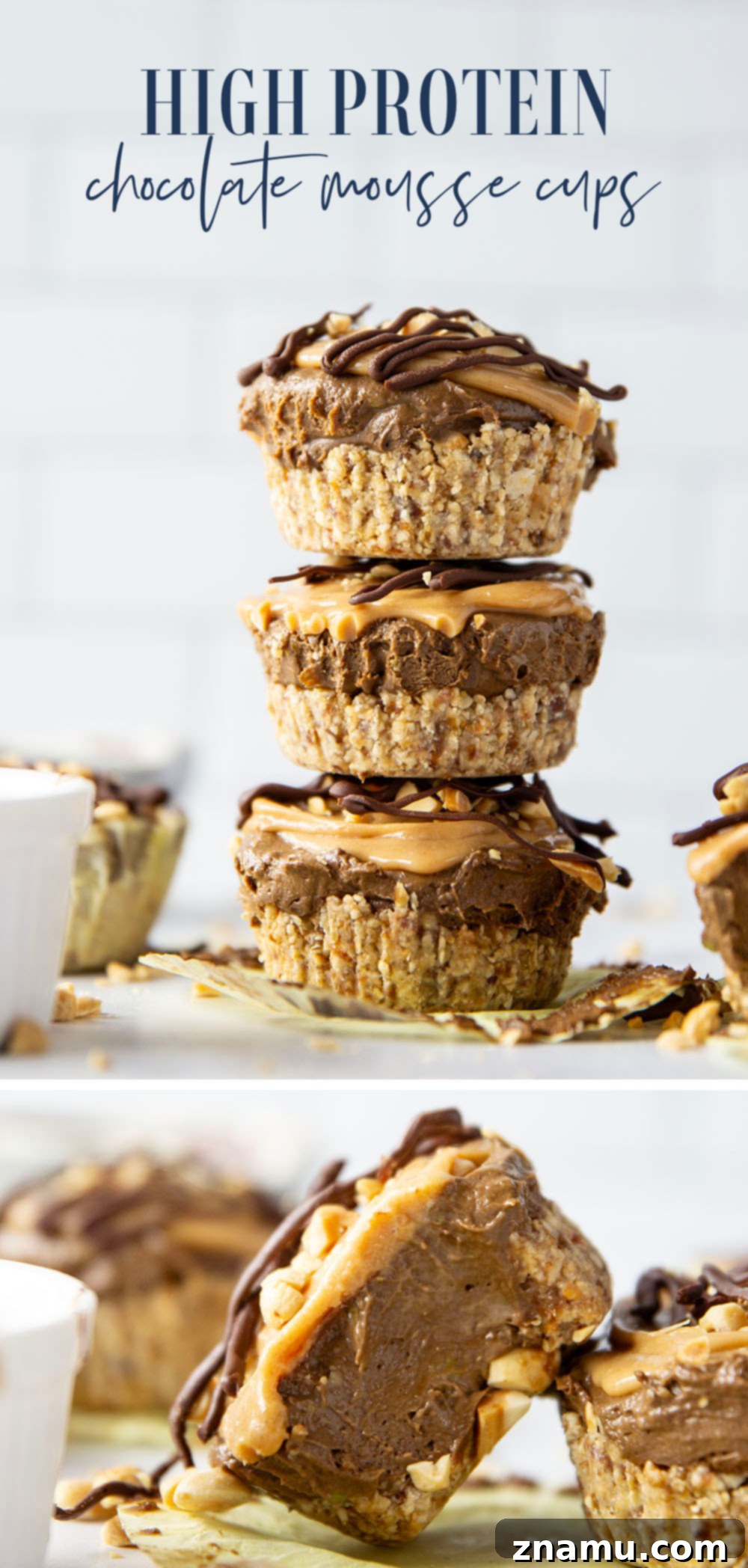 Irresistible High Protein Frozen Chocolate Mousse Cups 7 Various angles of High Protein Frozen Chocolate Mousse Cups arranged aesthetically