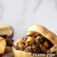 Sweet Heat Peach Pulled Pork 8 Slowly braised in sweet peaches and spicy hot honey, this peach hot honey pulled pork is fall-apart tender and makes one incredible sandwich!