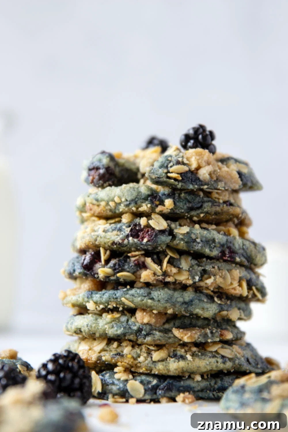Crumbly Blackberry Streusel Delights 5 Ingredients for Streusel Blackberry Cookies laid out on a baking surface