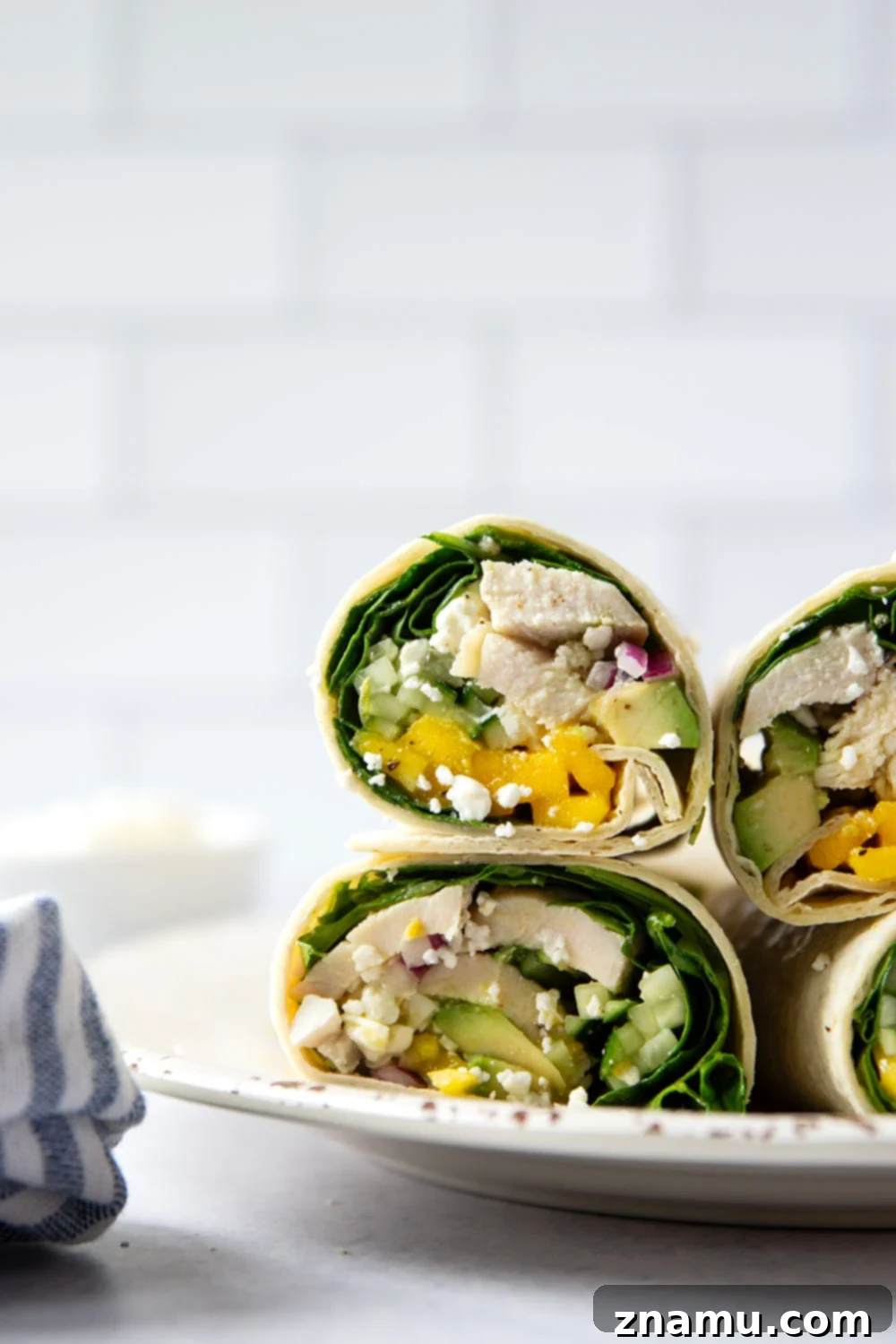 Tropical Chicken Mango Wrap 2 Fresh Chicken Mango Wrap with a vibrant honey lime dressing
