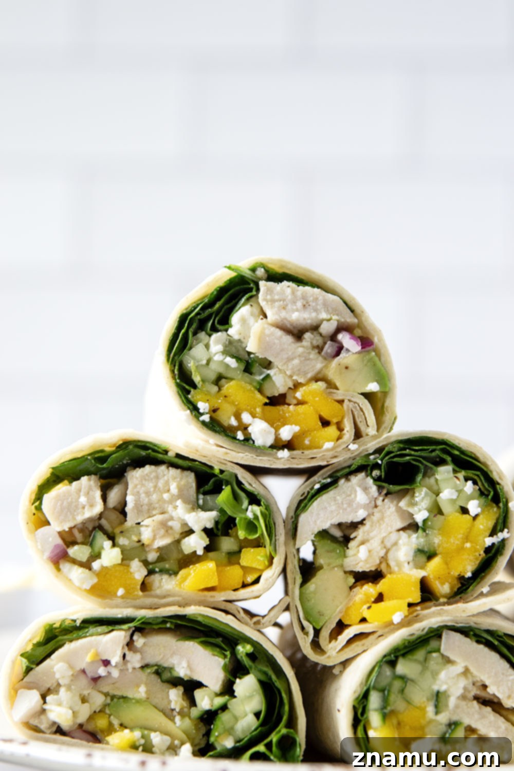 Tropical Chicken Mango Wrap 5 Freshly sliced mango and other wrap ingredients