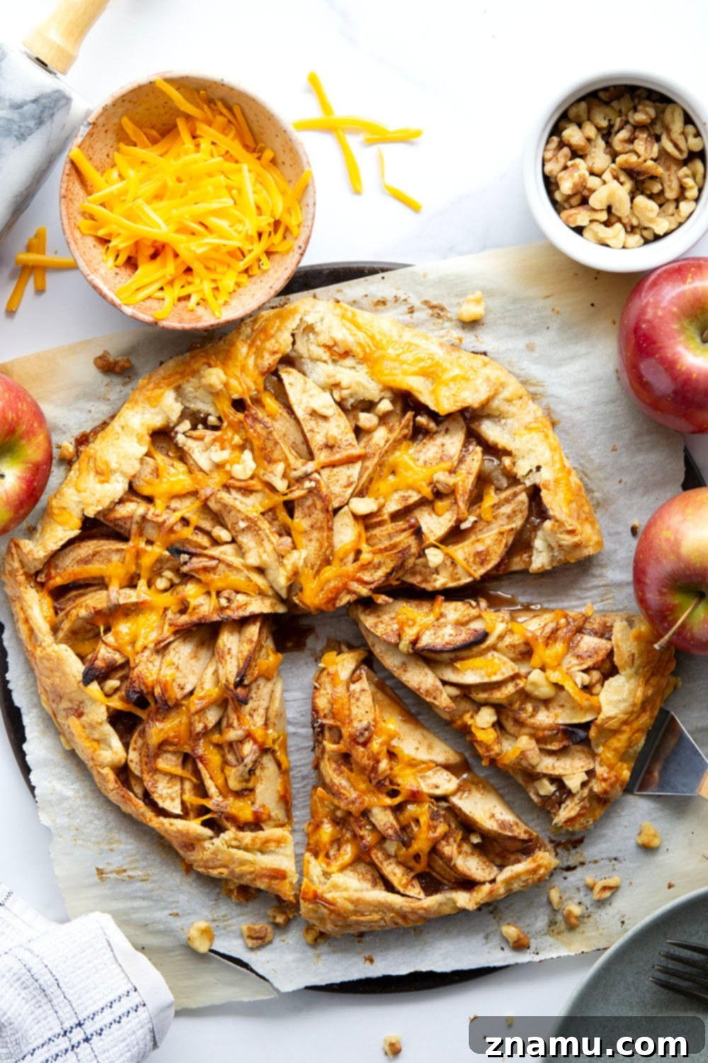 Rustic Apple Cheddar Galette 2 Perfectly baked Cheddar Apple Galette, a rustic sweet and savory dessert