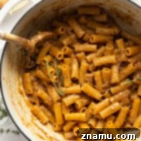 Cheesy One-Pot French Onion Pasta 8 A close-up image of the finished One-Pot French Onion Soup Pasta, highlighting its creamy texture and rich, golden-brown cheese topping.