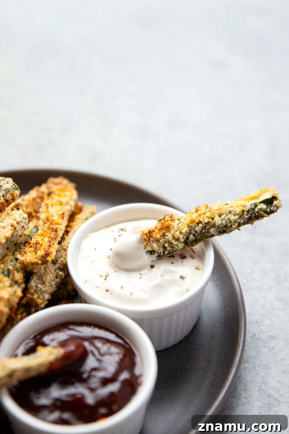 Golden Zucchini Sticks 5 Perfectly Golden and Crispy Baked Zucchini Fries Ready to Serve