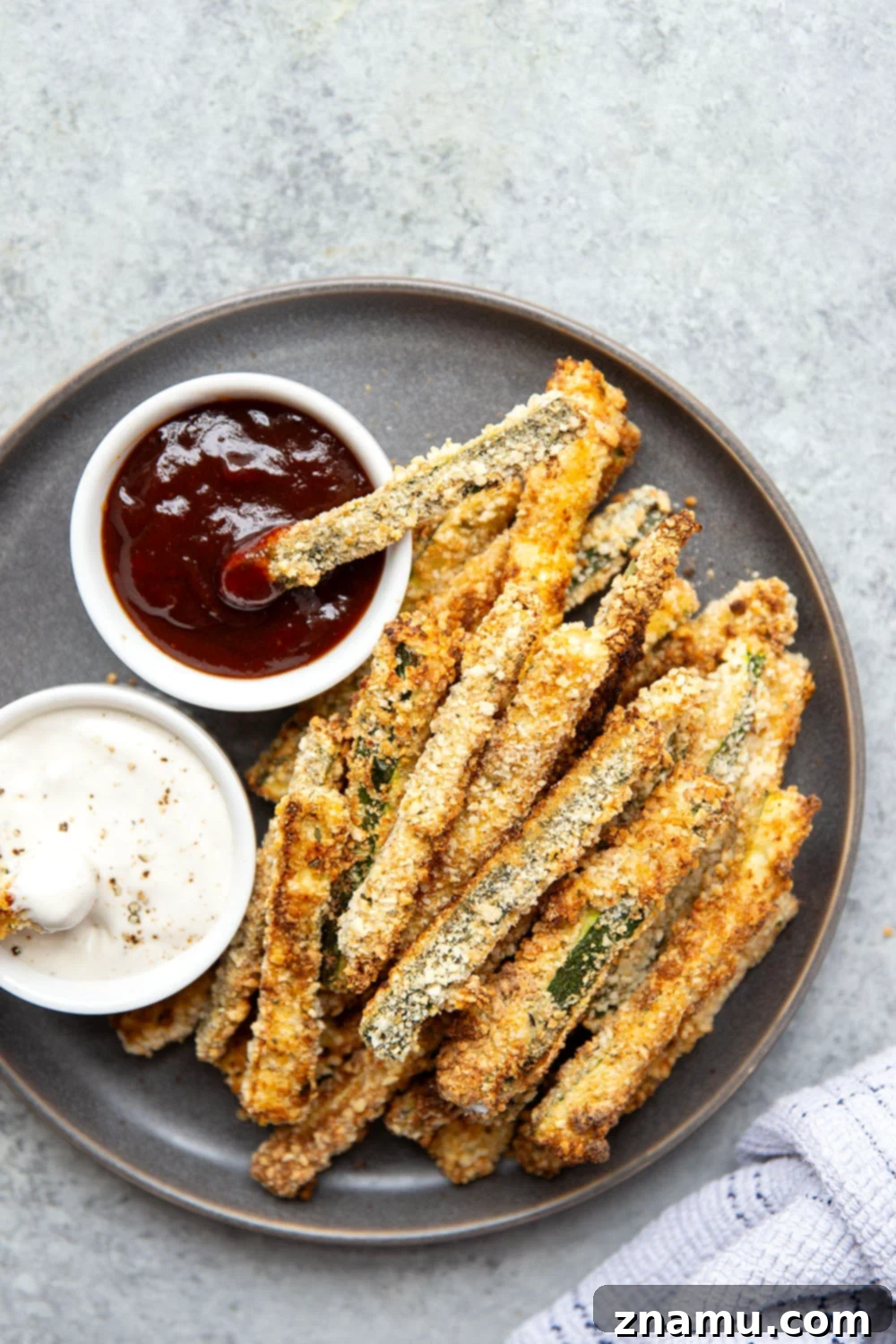 Golden Zucchini Sticks 6 Assortment of Dipping Sauces for Crispy Zucchini Fries