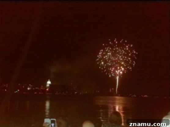 Reliving Summer 2014 15 A vibrant firework display lighting up the night sky over Madison, creating a magical atmosphere.