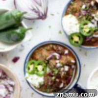 Fiery Steak Chili 8 Thick and chunky steak chili features fall-apart tender steak cubes, lots of hearty beans, and the perfect amount of zippy heat from jalapenos.