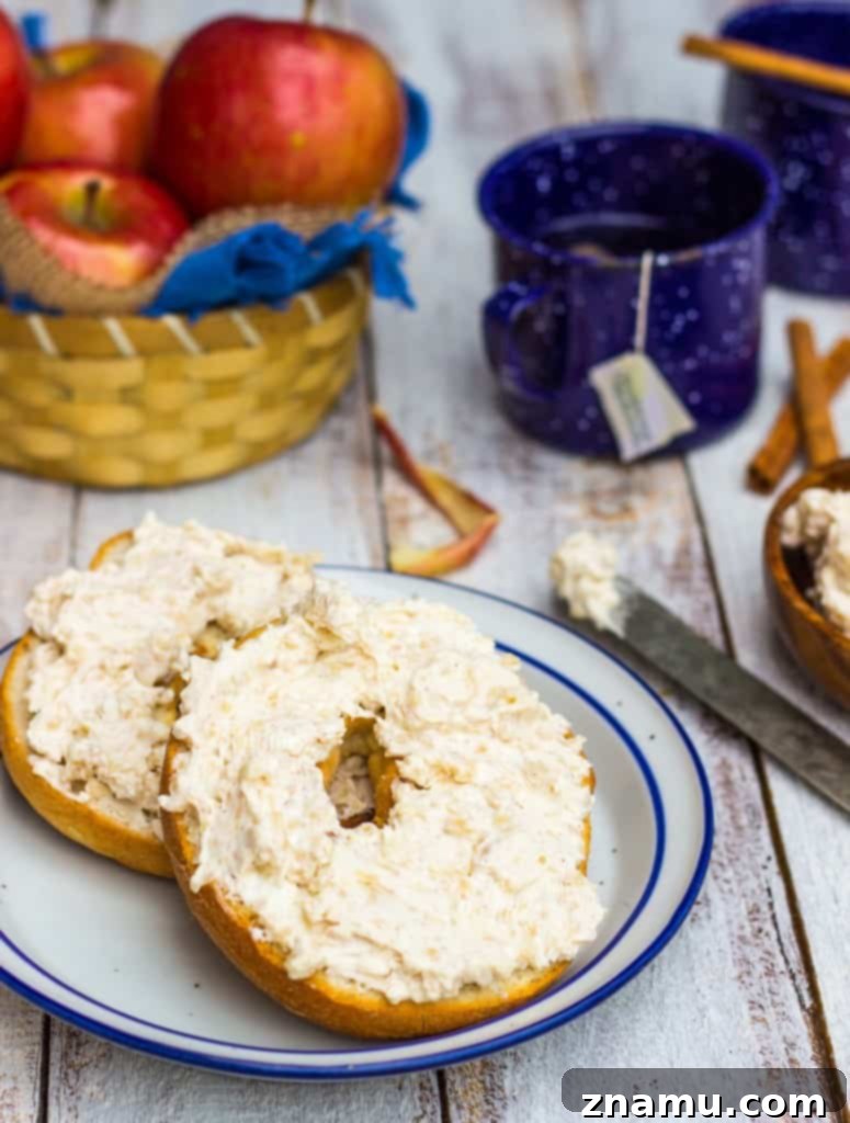 Spiced Apple Cream Cheese 8 Full Shot of Apple Pie Cream Cheese on a Cutting Board