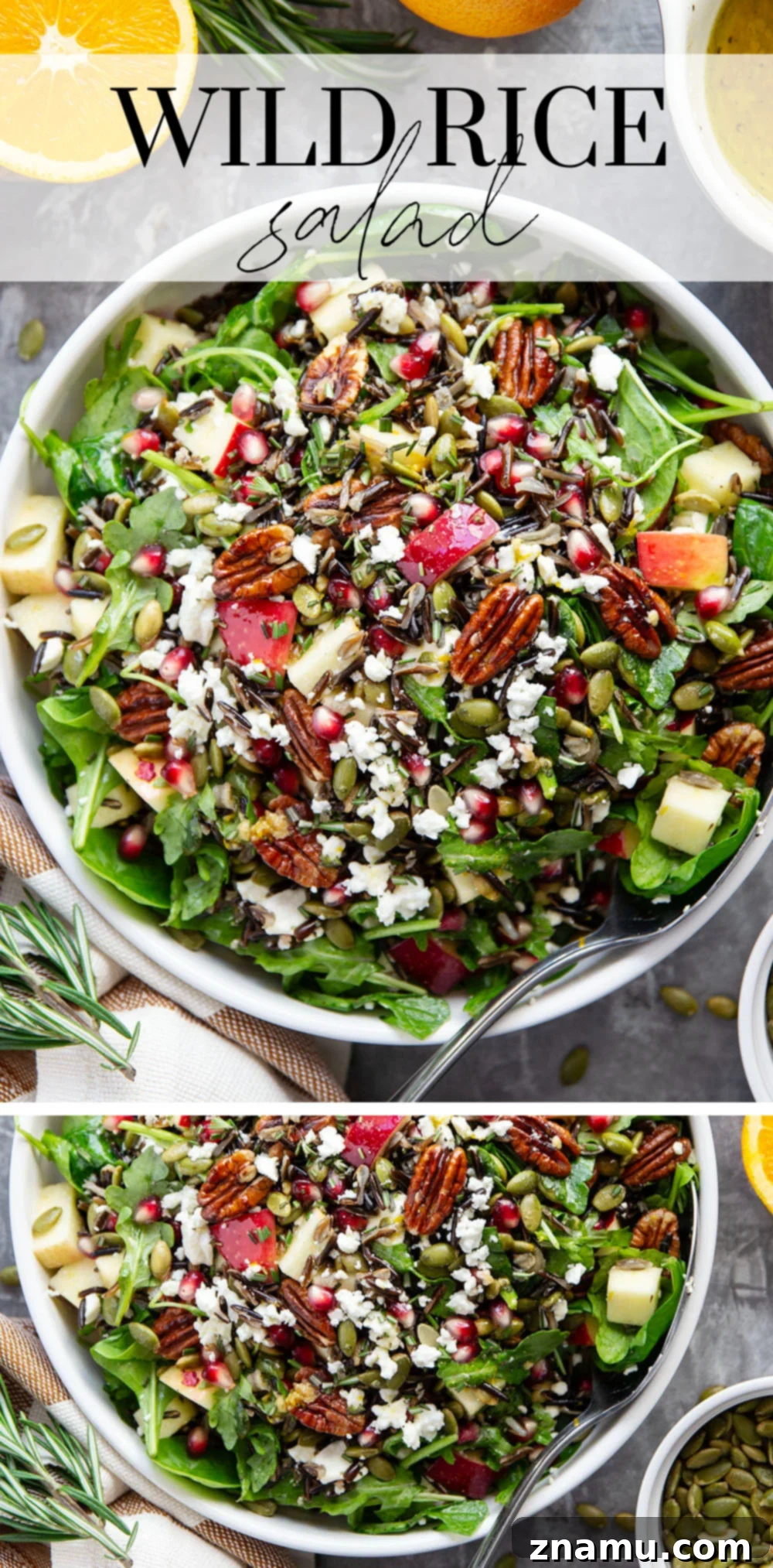 Large bowl of Harvest Wild Rice Salad ready to be served