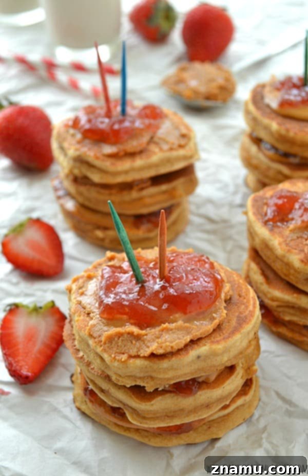 PBJ Pancake Stack Parfaits 3 PBJ Mini-Pancake Parfaits | wholeandheavenlyoven.com
