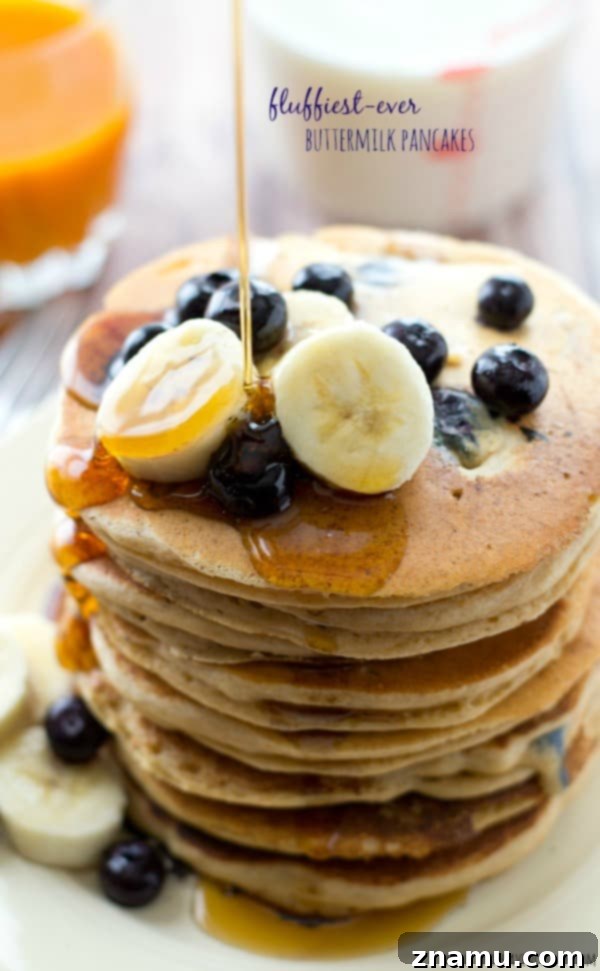Fluffiest Ever Buttermilk Pancakes and Homemade Mix Recipe 2 These simple buttermilk pancakes have an unbelievably fluffy texture and are perfect for Sunday brunch! PLUS make your own homemade pancake mix for the pantry! @WholeHeavenly