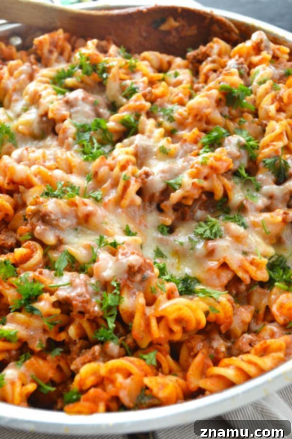 Skillet Cheesy Beef Ziti: One-Pan Comfort 3 Skillet Cheesy Beef Ziti | wholeandheavenlyoven.com