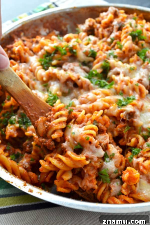 Skillet Cheesy Beef Ziti: One-Pan Comfort 4 Skillet Cheesy Beef Ziti | wholeandheavenlyoven.com