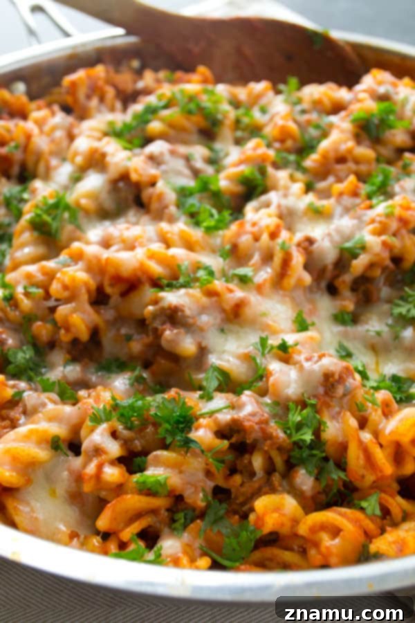 Skillet Cheesy Beef Ziti: One-Pan Comfort 5 Skillet Cheesy Beef Ziti | wholeandheavenlyoven.com