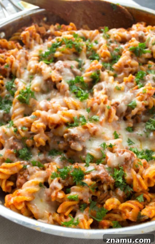 Skillet Cheesy Beef Ziti: One-Pan Comfort 7 Skillet Cheesy Beef Ziti | wholeandheavenlyoven.com