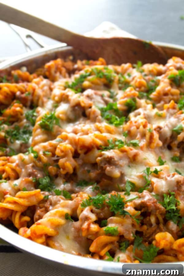 Skillet Cheesy Beef Ziti: One-Pan Comfort 8 Skillet Cheesy Beef Ziti | wholeandheavenlyoven.com