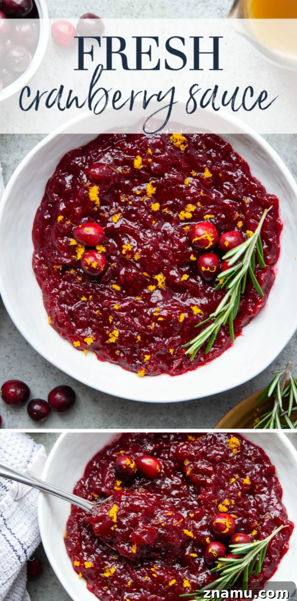 Mom's Zesty Cranberry Compote 7 Perfectly sweet and tangy, my mom's fresh cranberry sauce recipe is an essential side dish for any Thanksgiving table. It's so simple to make you'll never go back to the canned stuff again!