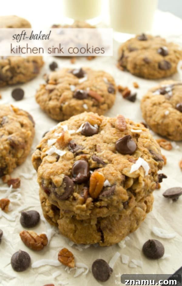 Ultimate Everything Cookies 2 Soft-Baked Kitchen Sink Cookies loaded with chocolate, nuts, and pretzels