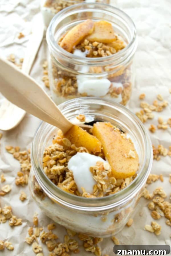 Spiced Apple Granola Stacks 7 Finished Caramelized Apple Granola Parfait ready to eat