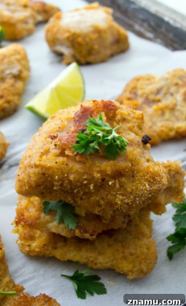 Golden Crispy Oven Chicken Tenders 9 A vibrant platter of crispy oven-baked chicken tenders, perfect for any gathering.