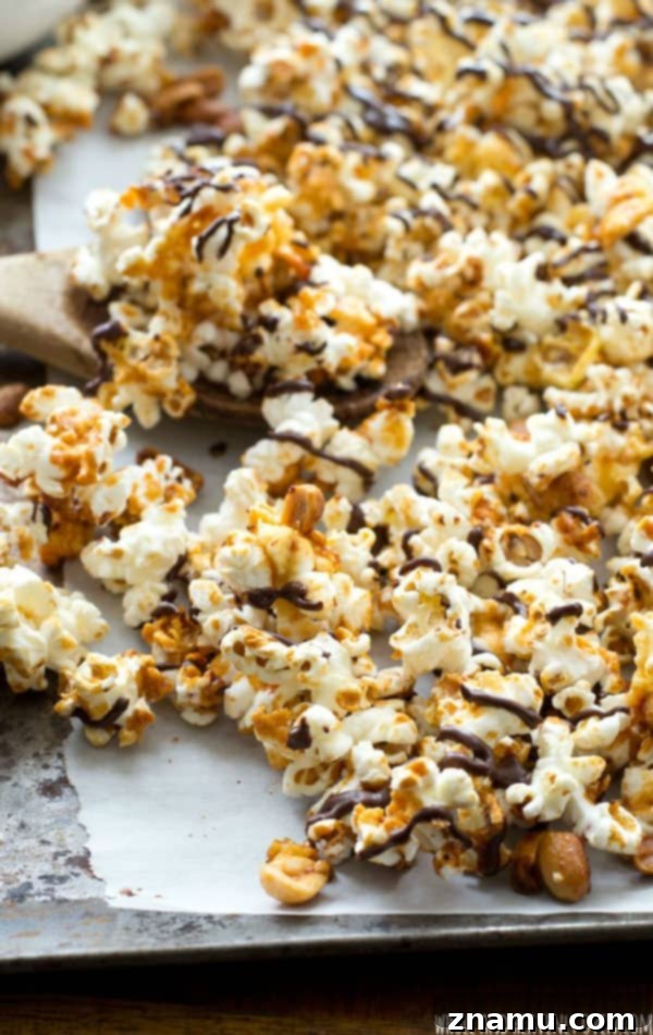 Chocolate Peanut Caramel Popcorn Crunch 3 Handfuls of gourmet chocolate peanut caramel popcorn