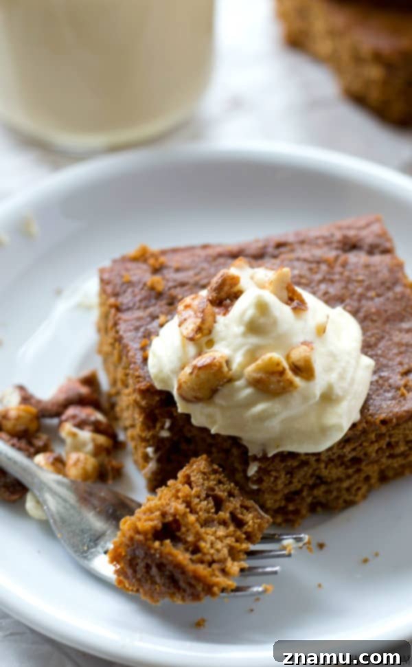 Grandma's Gingerbread Cake 7 Warm old-fashioned gingerbread cake with essential toppings: fresh whipped cream and chopped candied nuts. @WholeHeavenly