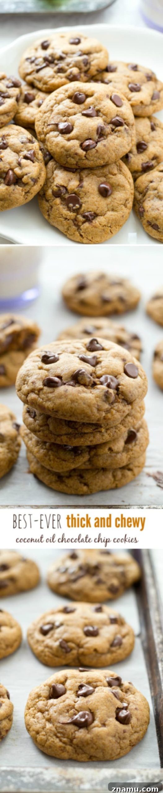Tropical Chocolate Chip Cookies 10 These classic chocolate chip cookies are seriously so thick and chewy you'd never guess that they're made healthy with coconut oil and contain NO butter! @WholeHeavenly