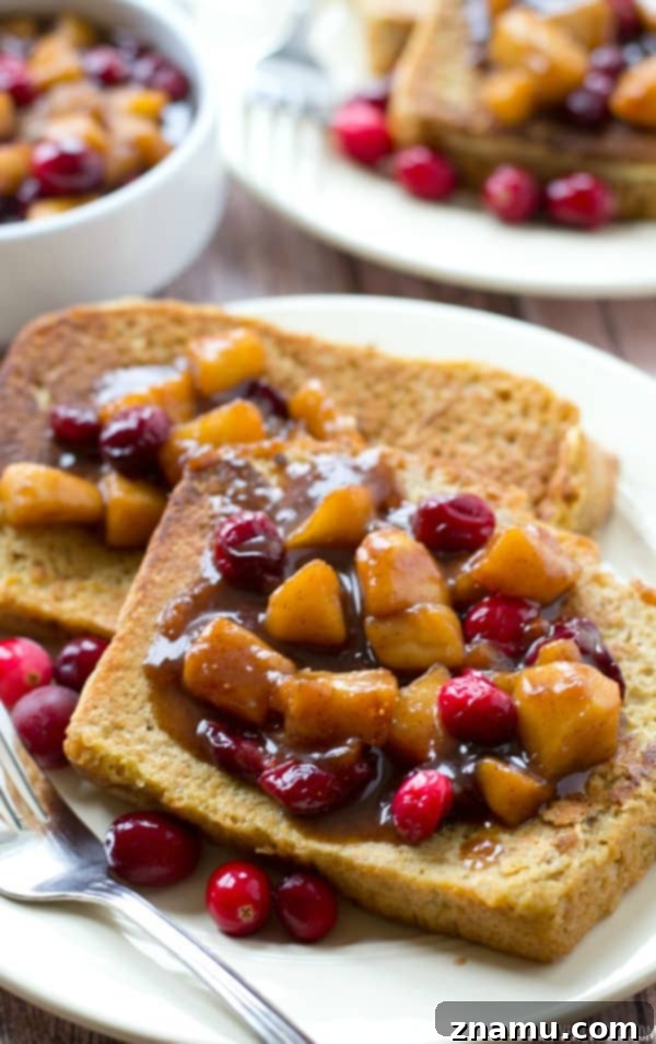 Spiced Eggnog French Toast with Tart Cranberry Apple Syrup 7 Artfully Arranged Eggnog French Toast with Fruit Syrup