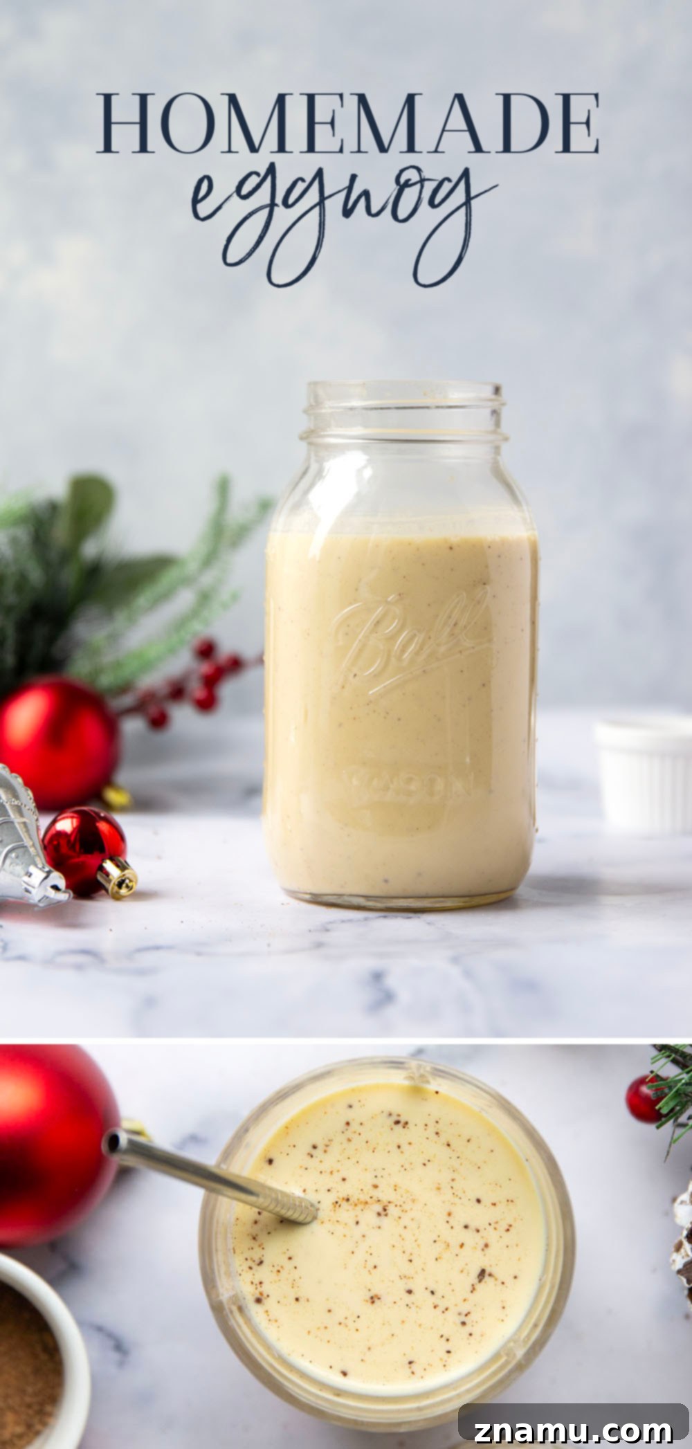 Rich Homemade Eggnog 7 Homemade Eggnog in a glass with nutmeg