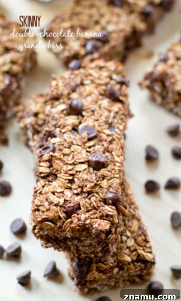 Delicious and healthy homemade banana chocolate granola bars, perfect for a guilt-free snack or breakfast. @WholeHeavenly